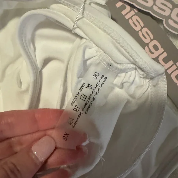 White Strapless Swimsuit with Gold Accent - Picture 7 of 10